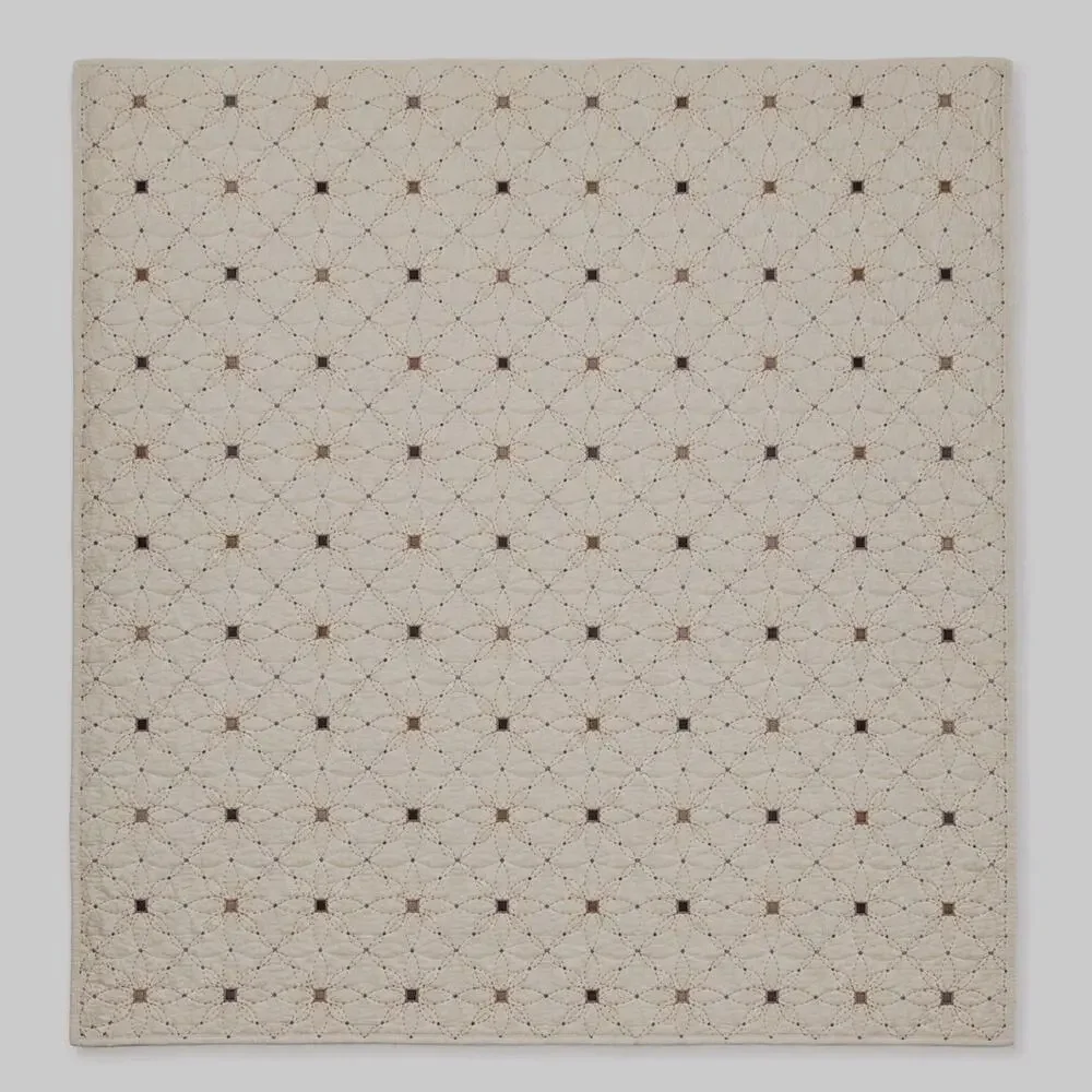 VNTG 90S Cream Ivory Quilted Bedspread 75x79 Full/Twin Geometrical Cottagecore